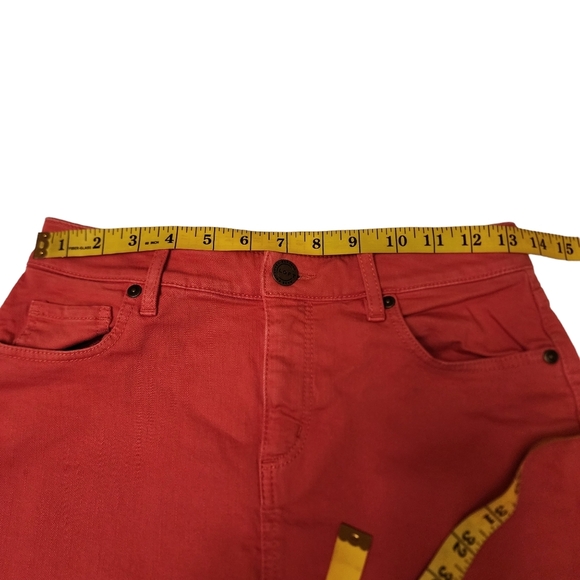 Loft Coral Pink Denim Mini Skirt With Frayed Hem Size 2 - Picture 9 of 12